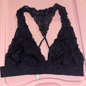 PINK black lace bralette